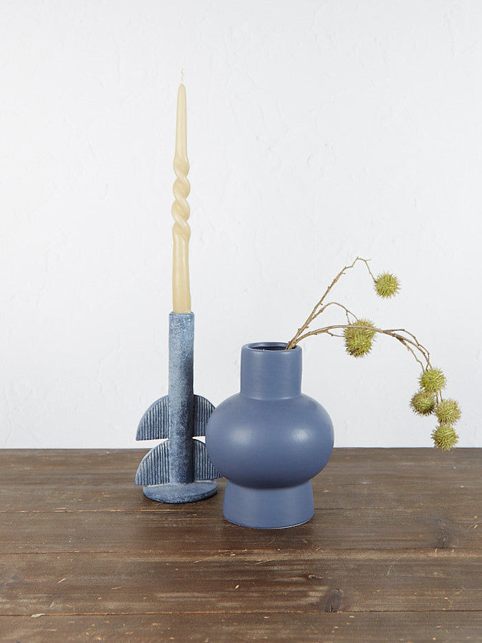Iko Blue Geometric Stoneware Vase