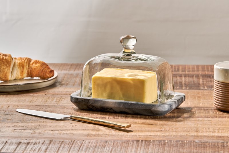 Kallso Marble & Glass Butter Dish