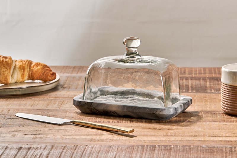 Kallso Marble & Glass Butter Dish
