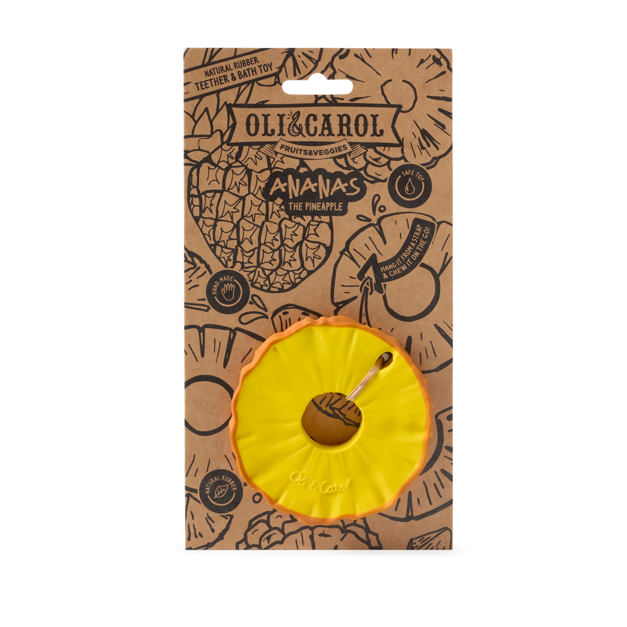 Ananas the Pineapple Natural Rubber Teething Bracelet & Bath Toy