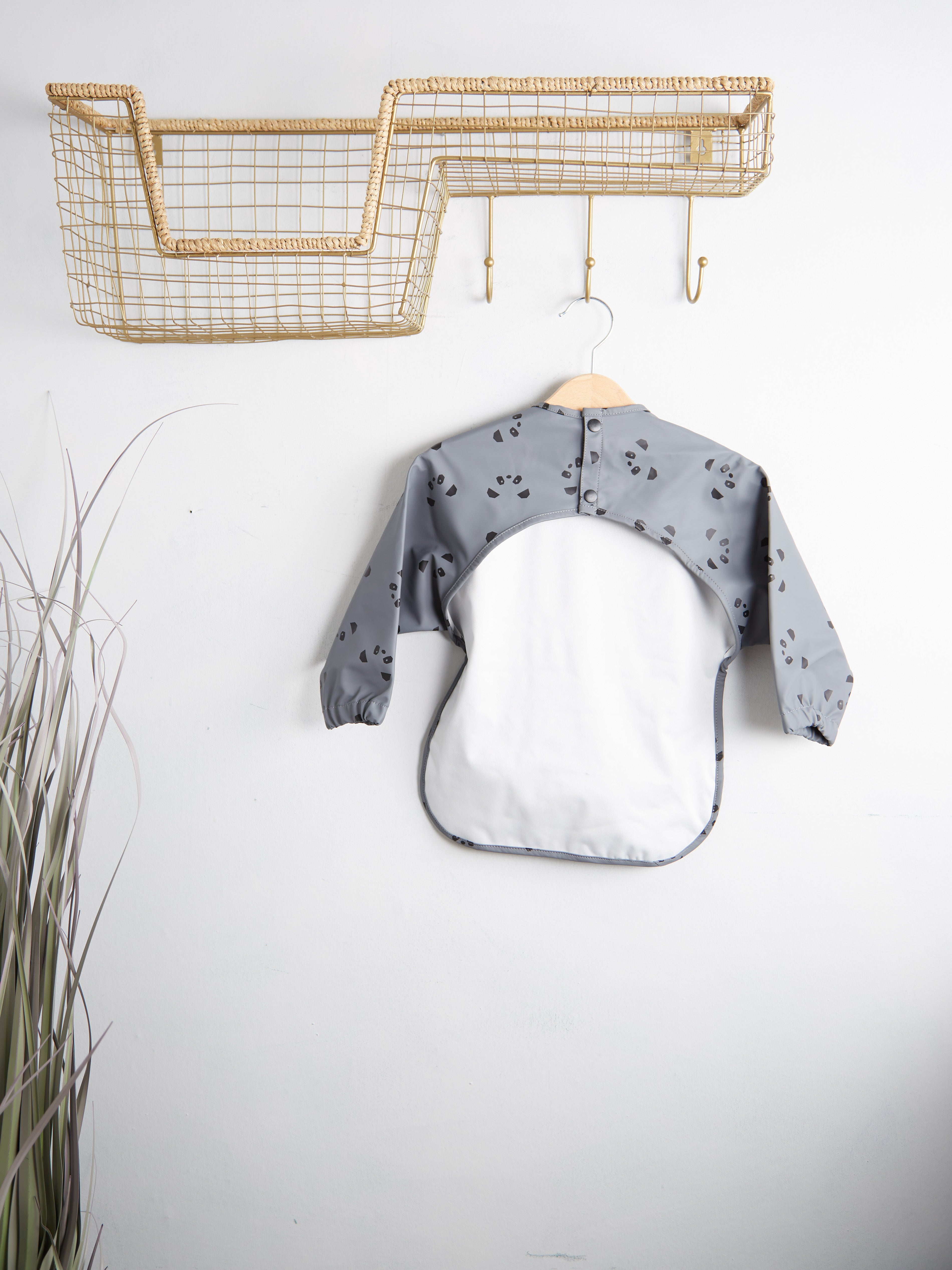 Merle Recycled Polyester Cape Bib in Stone Grey Panda
