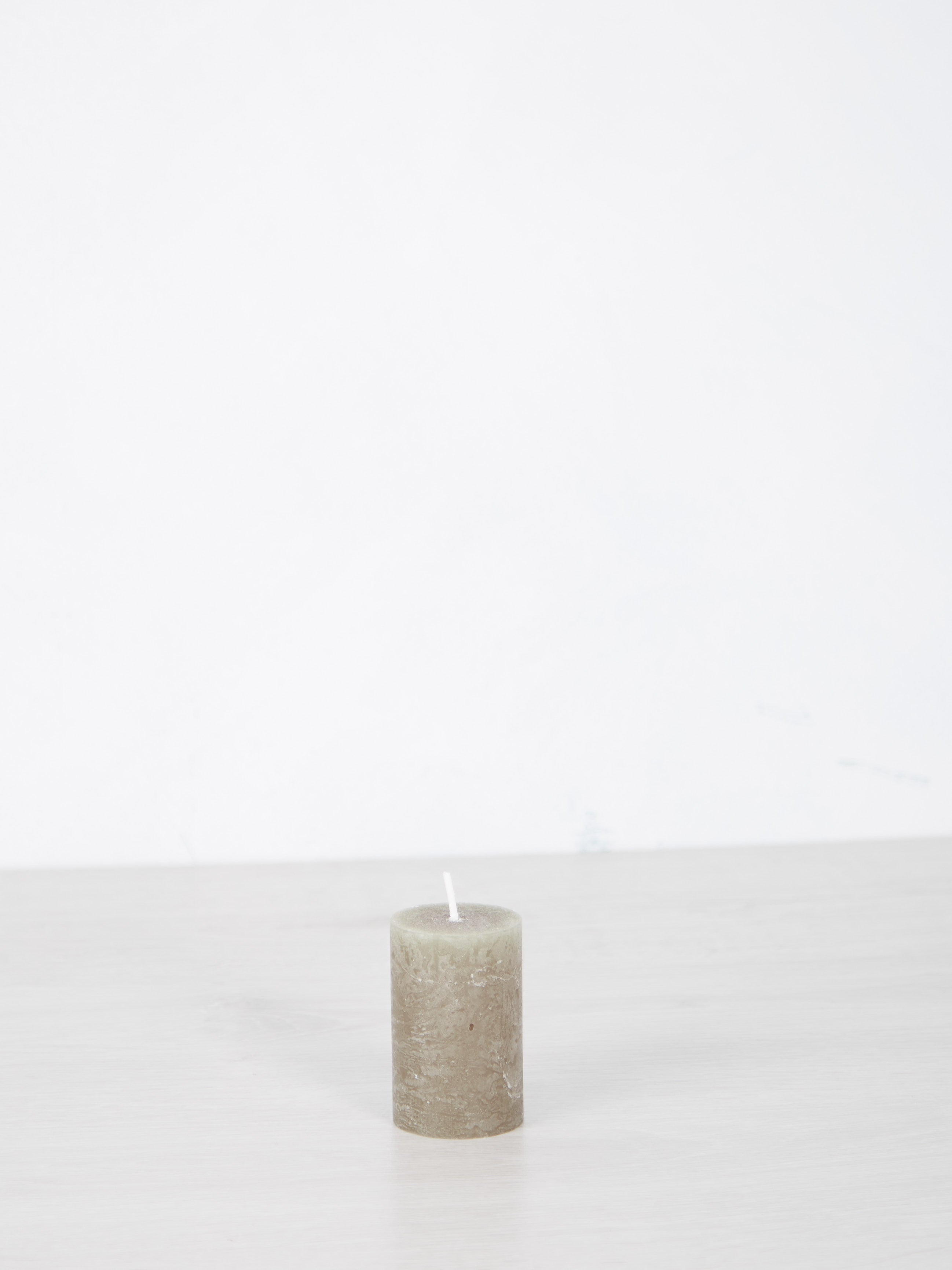 Mini Rustic Pillar Candle Olive