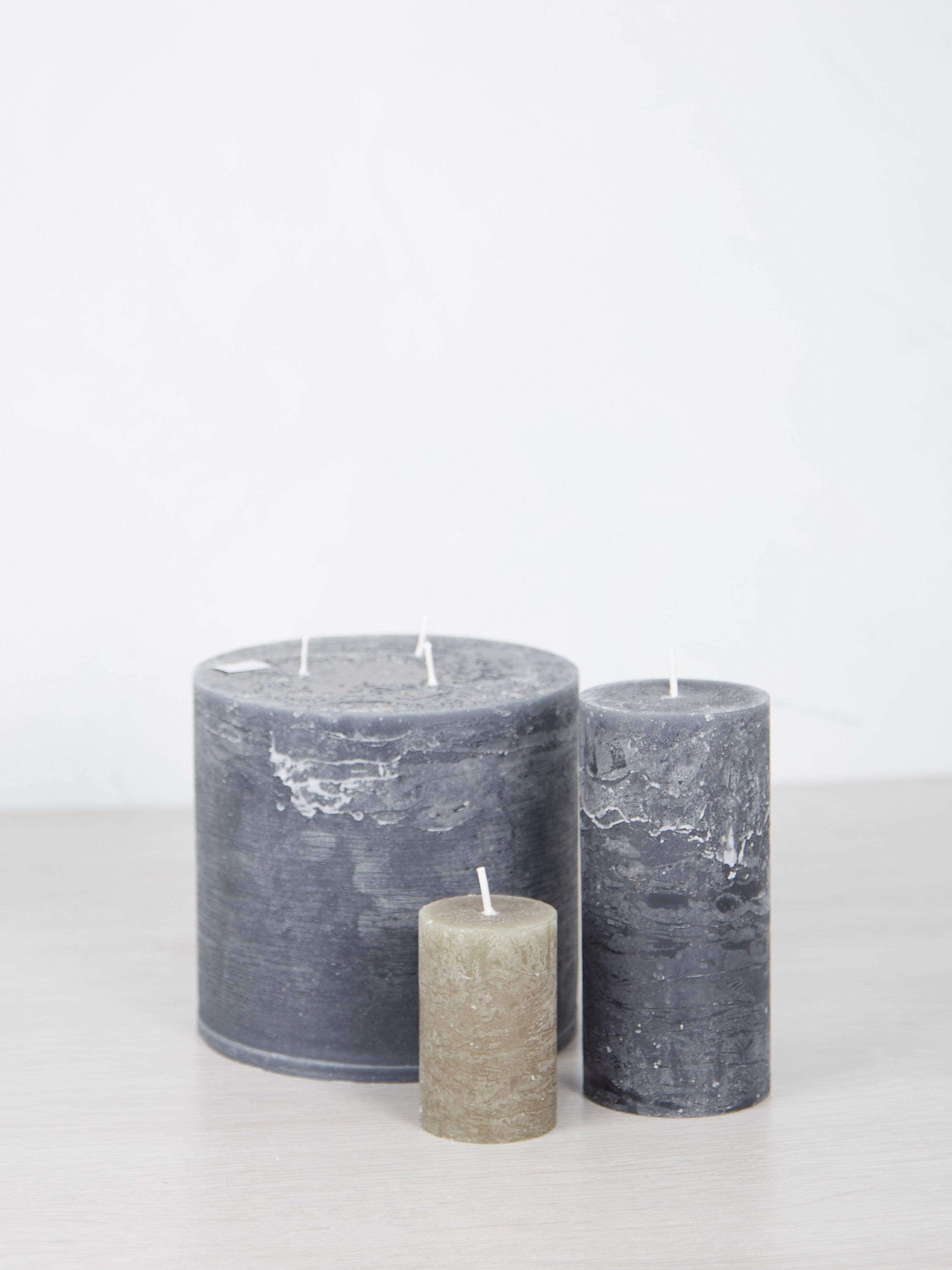 Mini Rustic Pillar Candle Olive