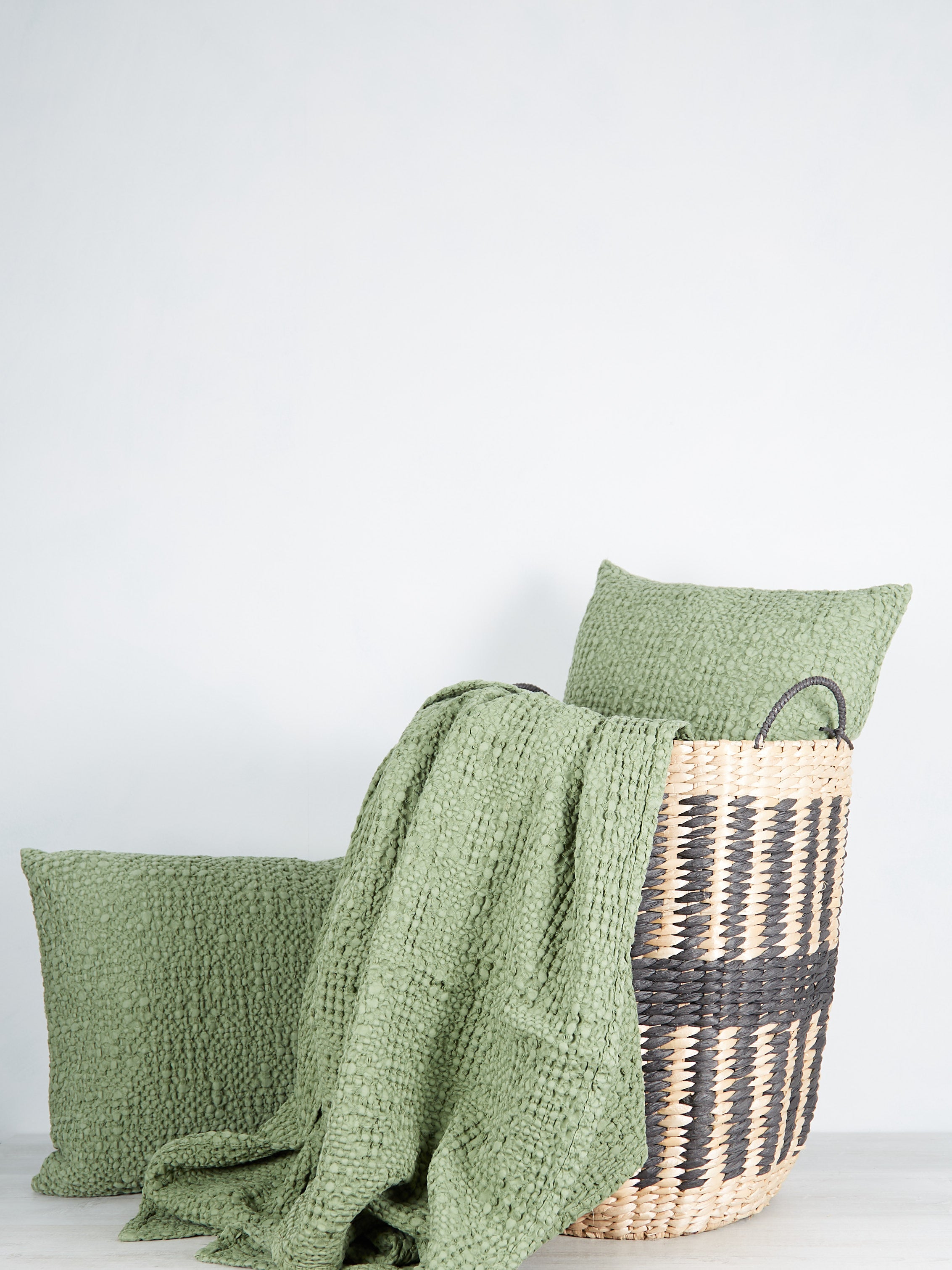 Tana Stonewashed Bed Cushion Almond Green