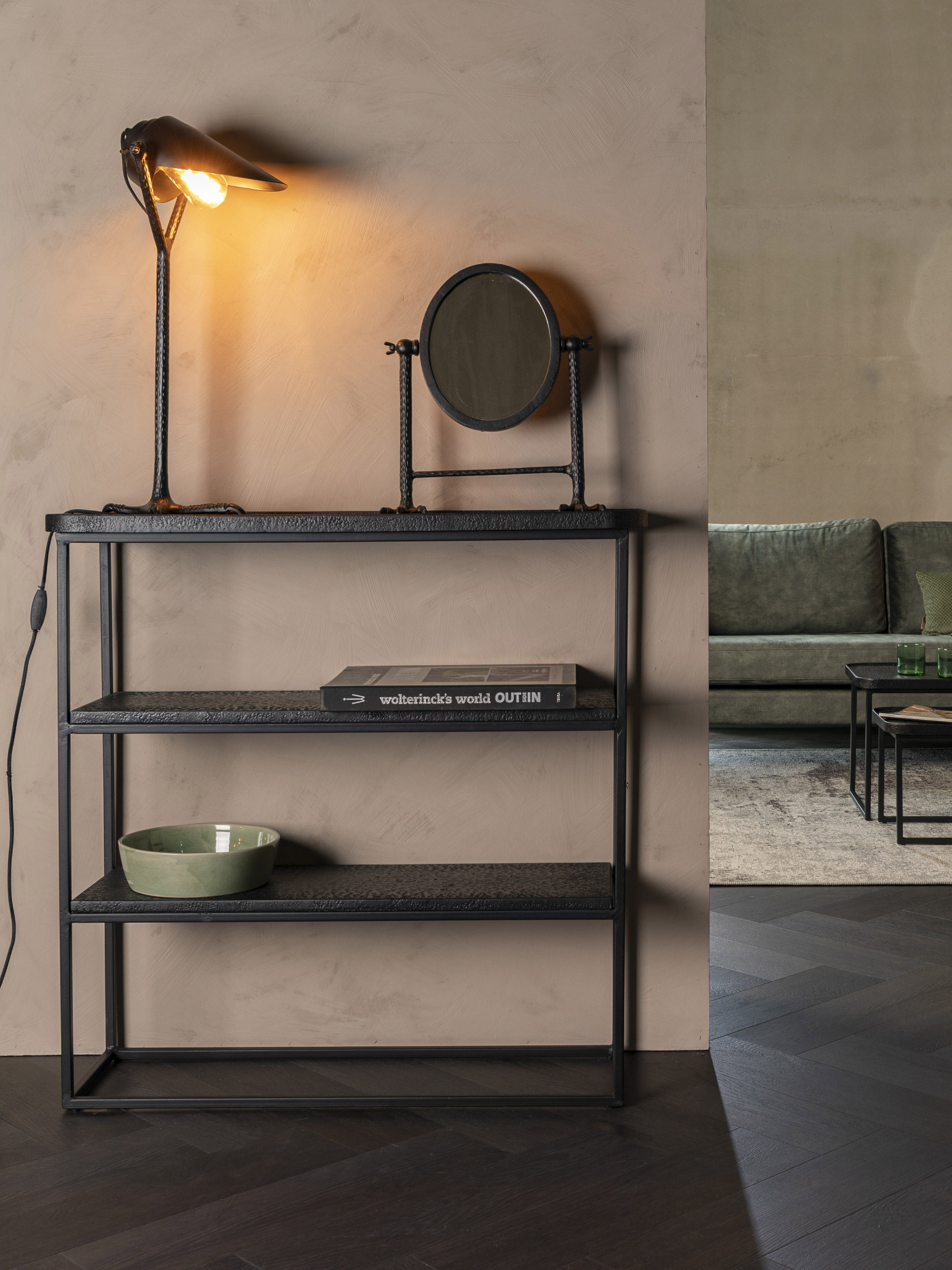 Winston Liquid Metal Console Table Shelving Unit - Black