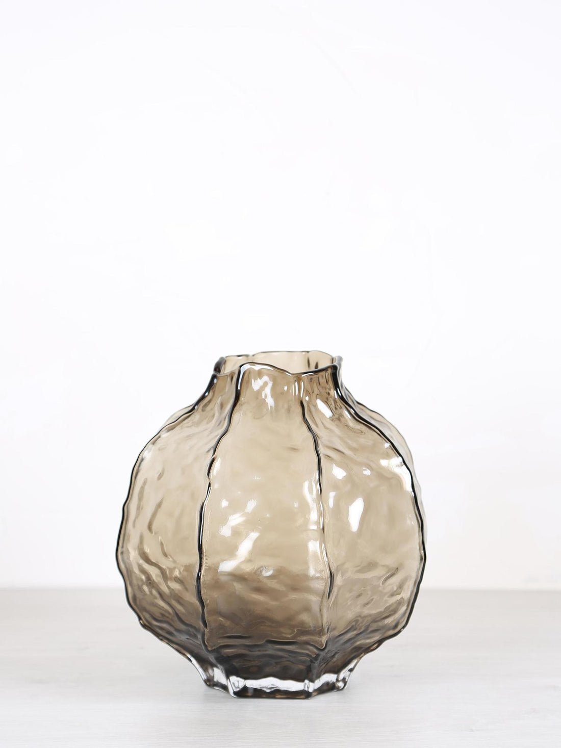 Narin Round Shaped Glass Vase - Brown