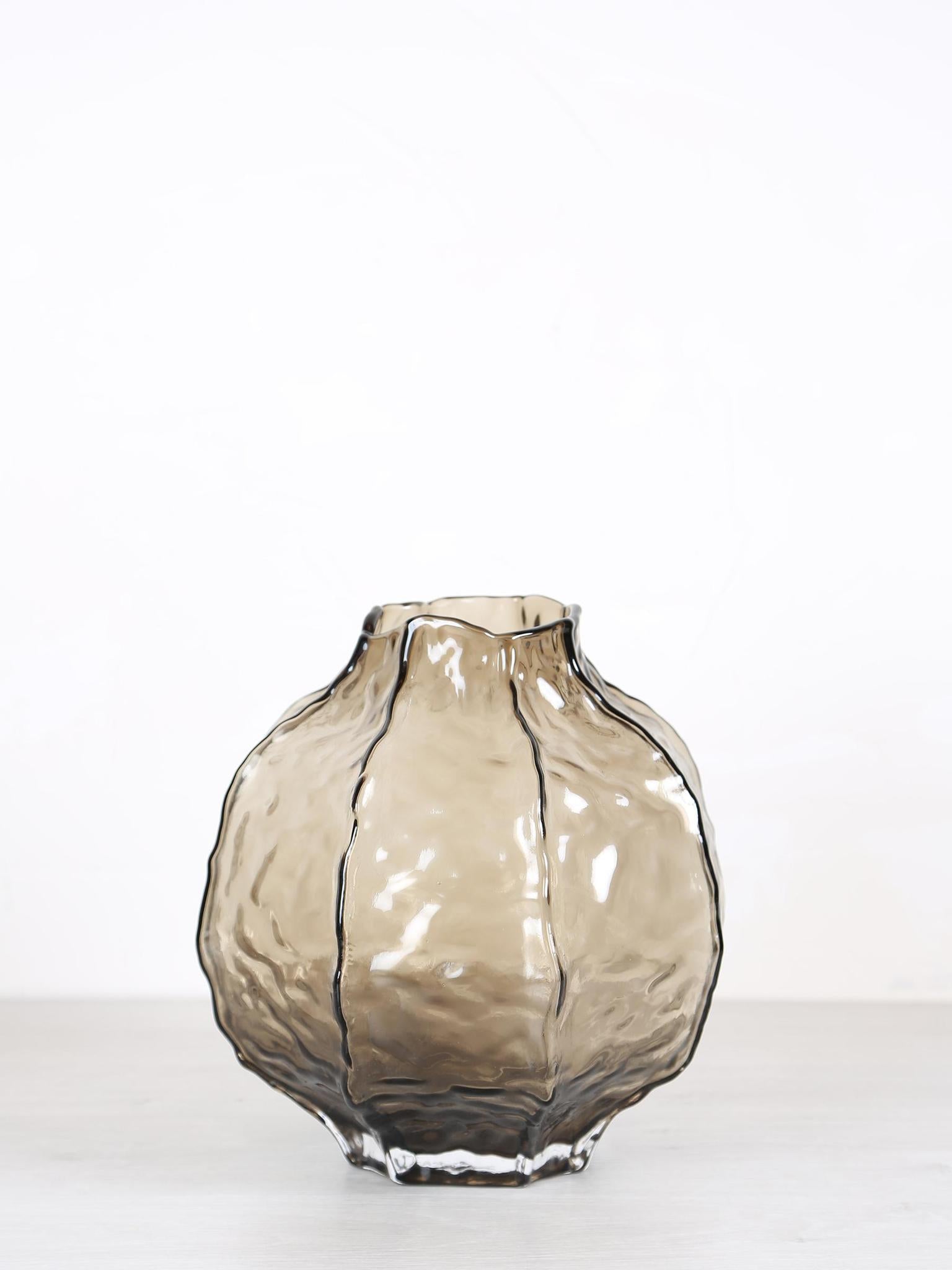 Narin Round Shaped Glass Vase - Brown