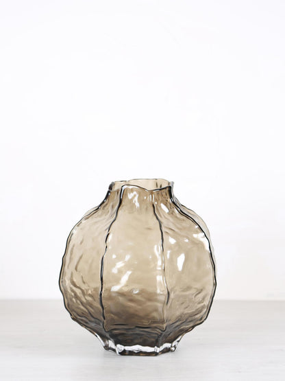 Narin Round Shaped Glass Vase - Brown