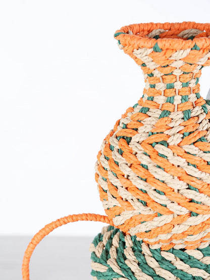 Woven Vase - Turquoise, Orange
