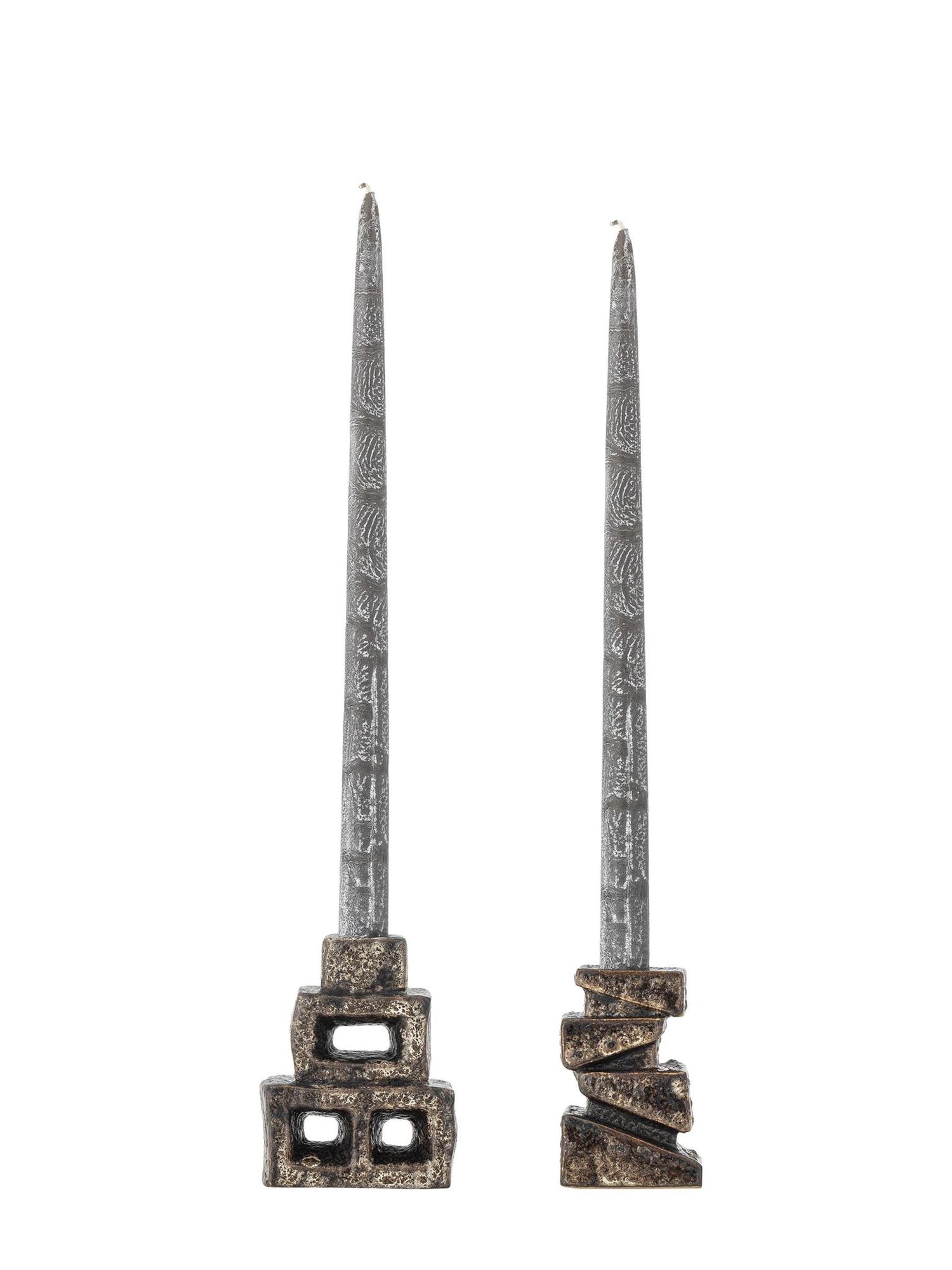 Layered Hale Candle holder - Brown - Slated