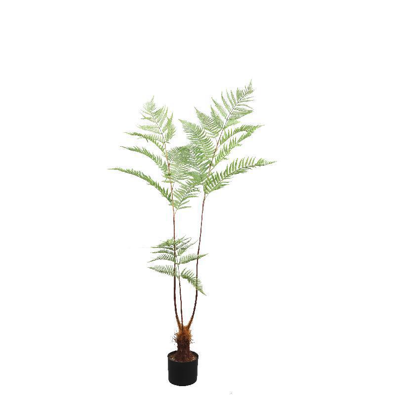 Faux Green Sword Plant - In Black Pot