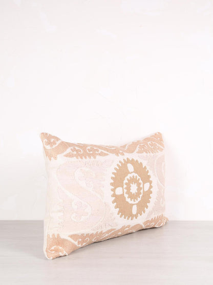 Suzani Embroidered Cushion - Neutrals, Powder, Camel