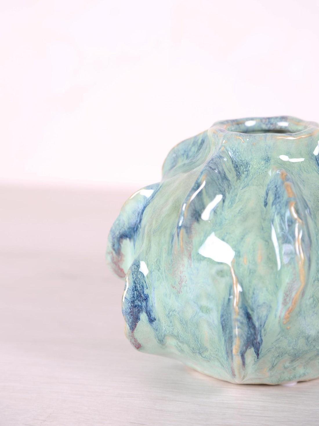 Amarrah Ceramic Irregular Vase - Petrol