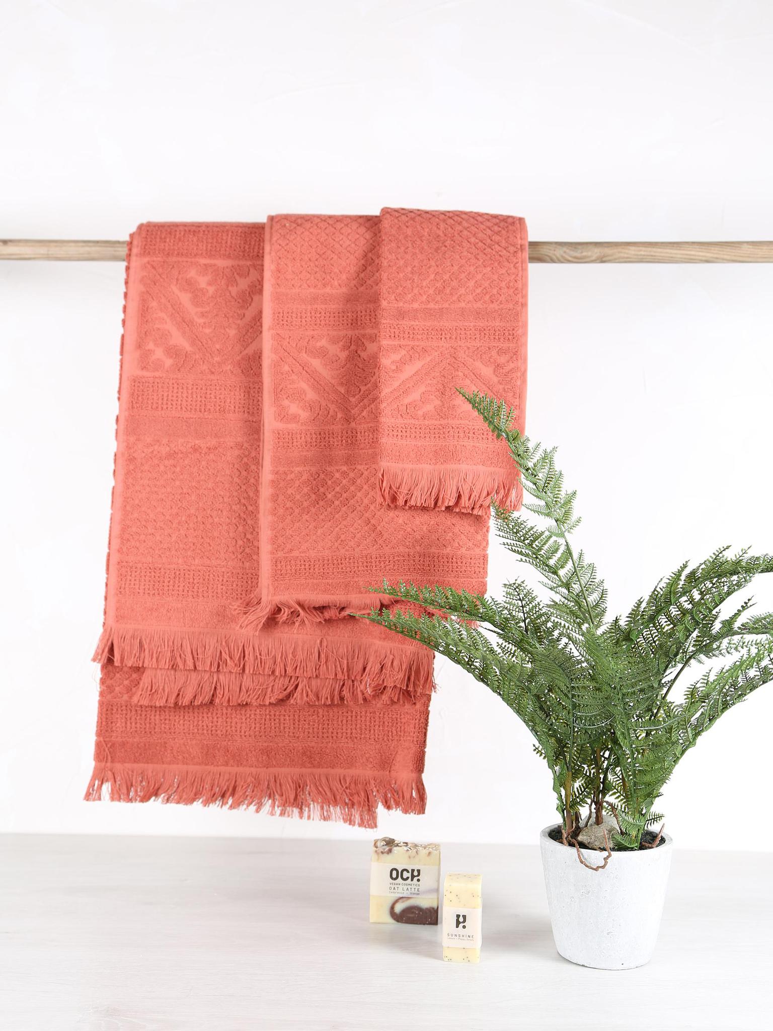 Embossed Jacquard Towel in Sienne - 4 Sizes Available