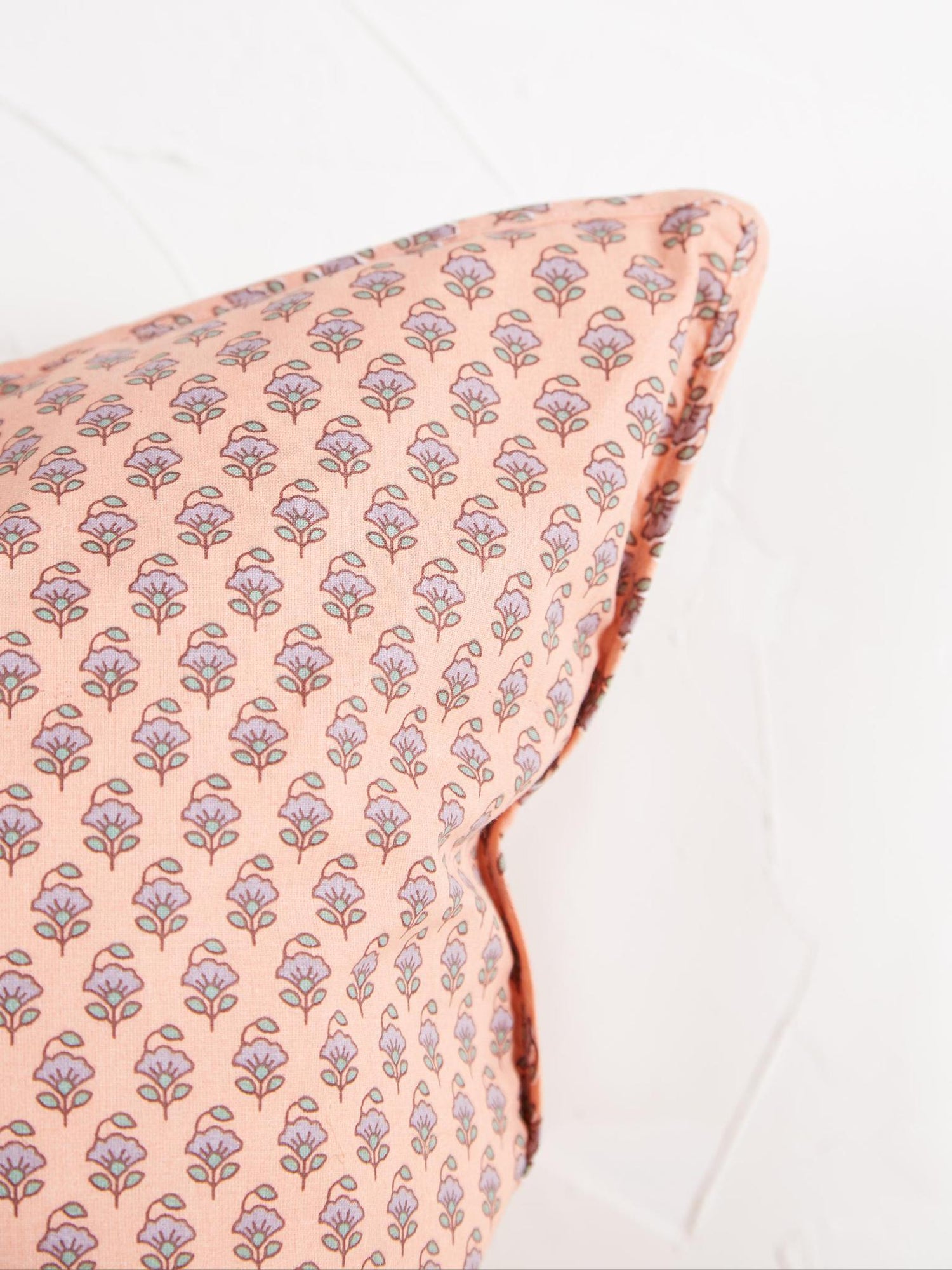Coral, Lilac &amp; Green Printed Cushion