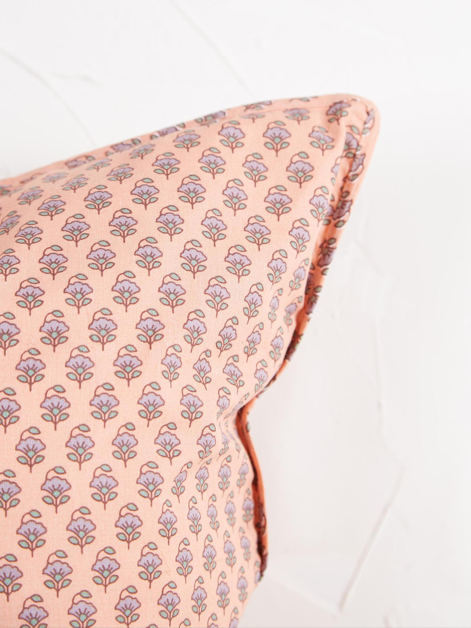 Coral, Lilac &amp; Green Printed Cushion