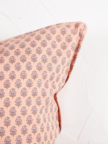 Coral, Lilac &amp; Green Printed Cushion