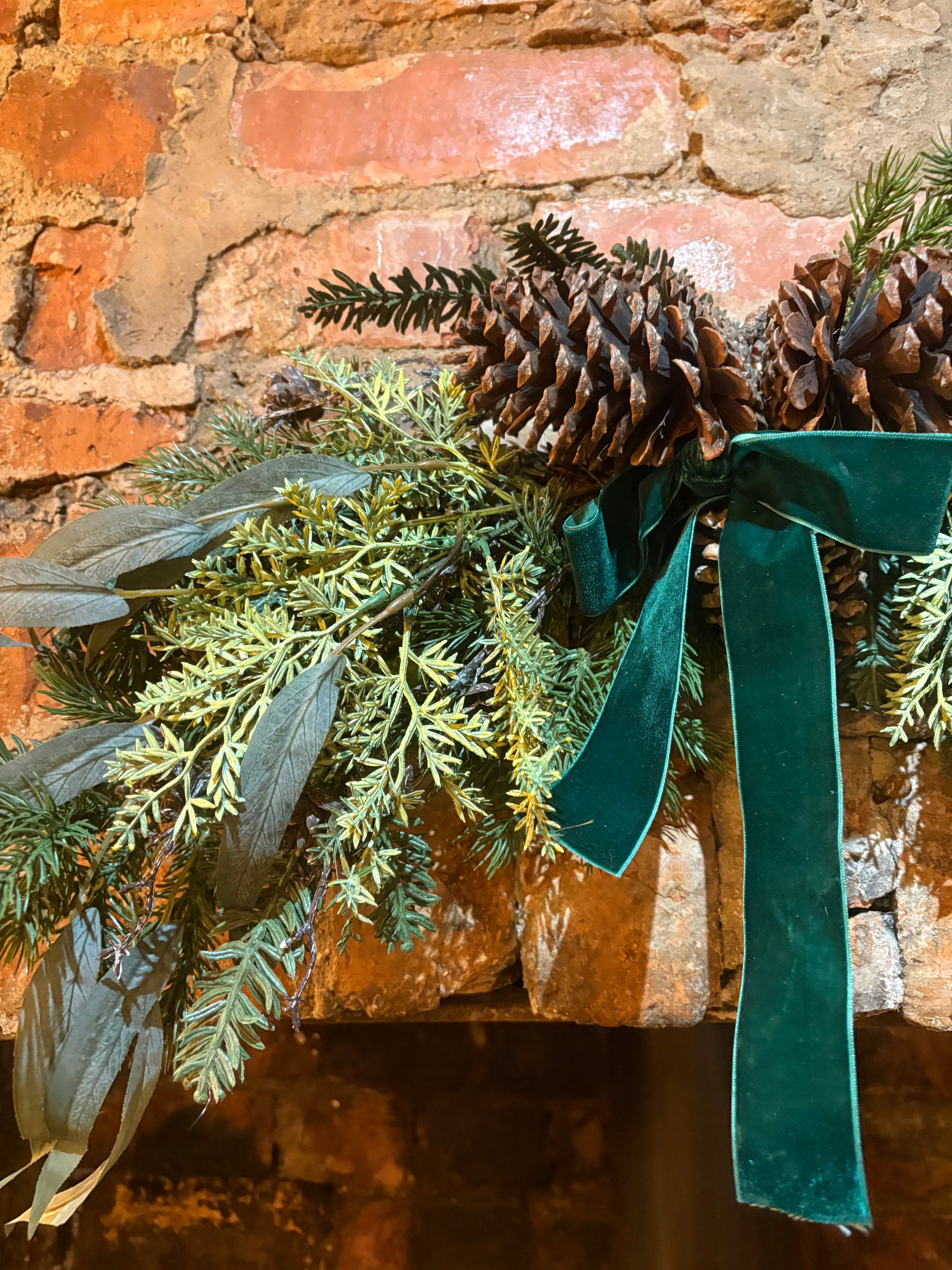 Faux Pine Foliage Bow Swag