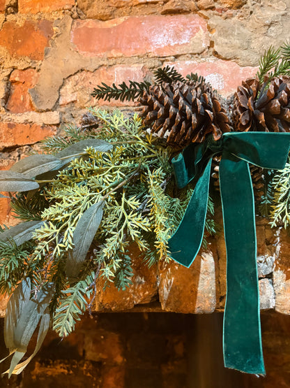 Faux Pine Foliage Bow Swag