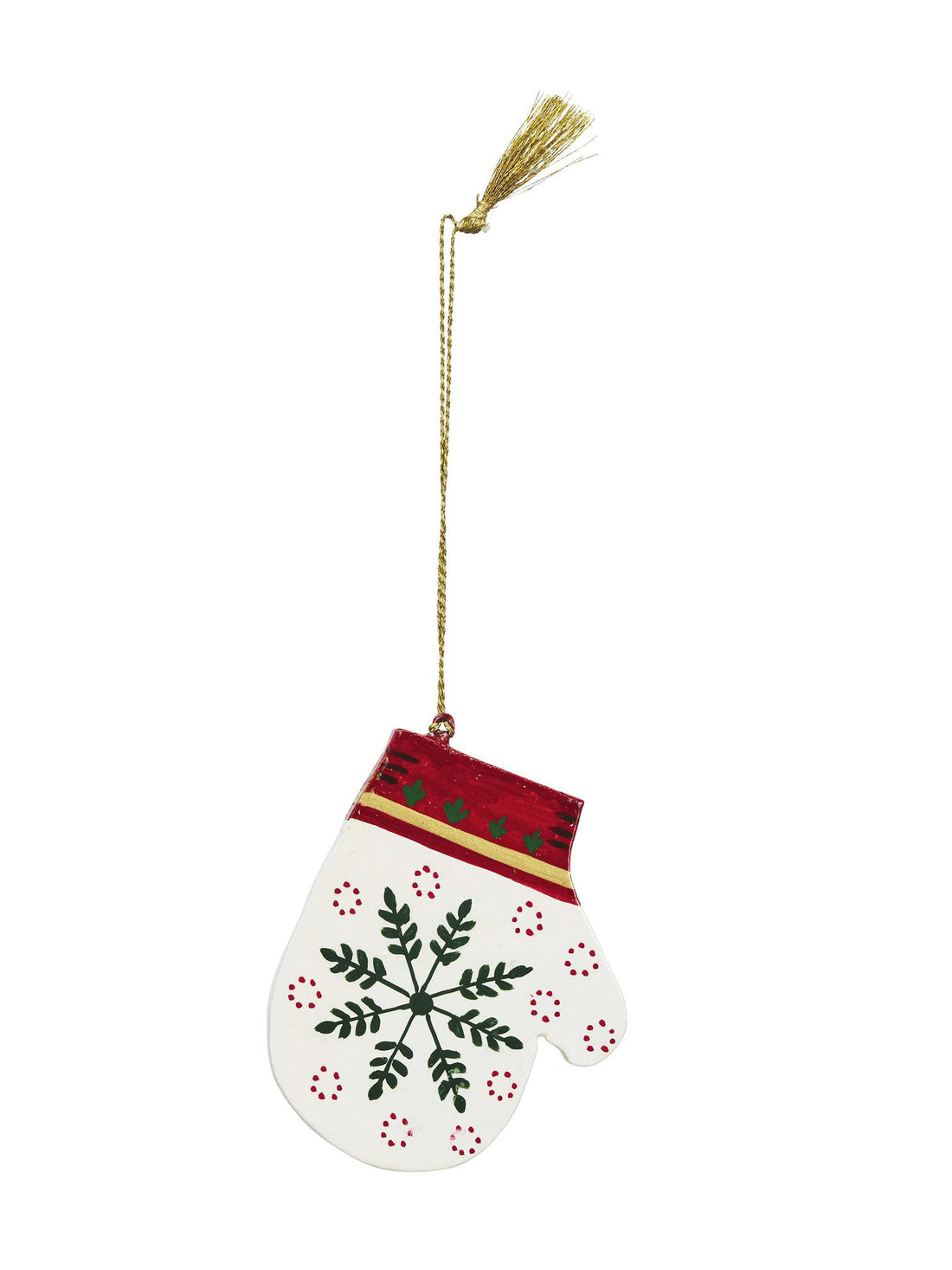 Hand painted wooden winter mitten