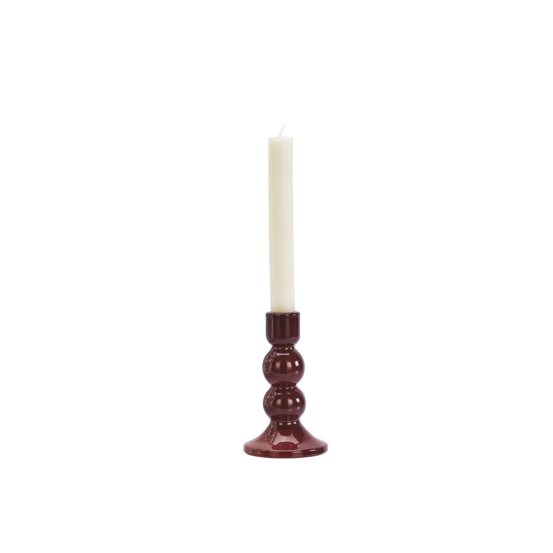 Colie Glass Candle Holder - Maroon Hue