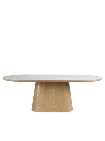 Almira Sintered Stone &amp; Wood Oval Dining Table - 2 Colours Available