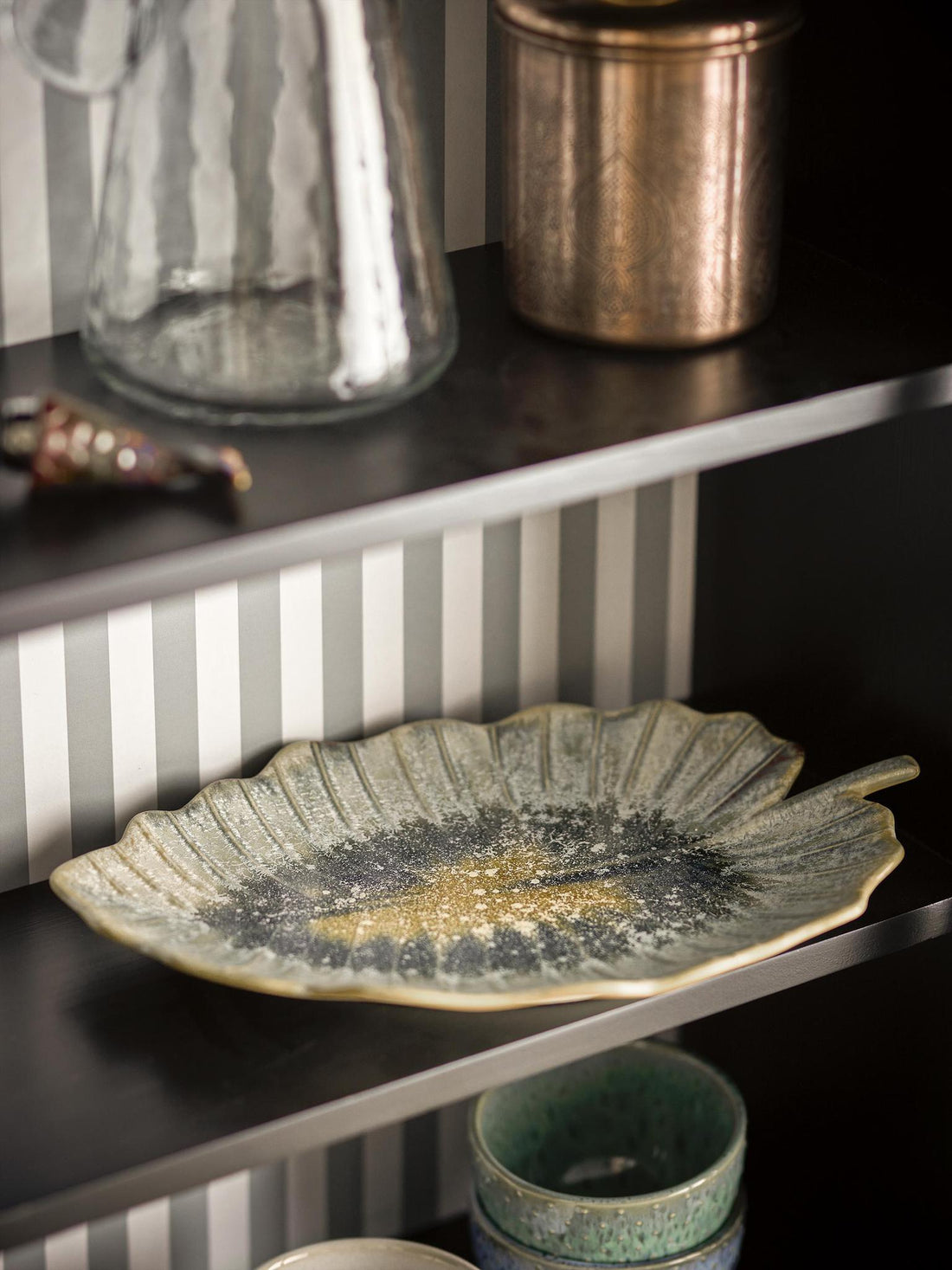 Dorreen Serving Plate Blue - Autumn Leaf - Stoneware