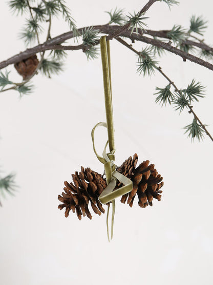 Pinecone Decoration With Sage Bow