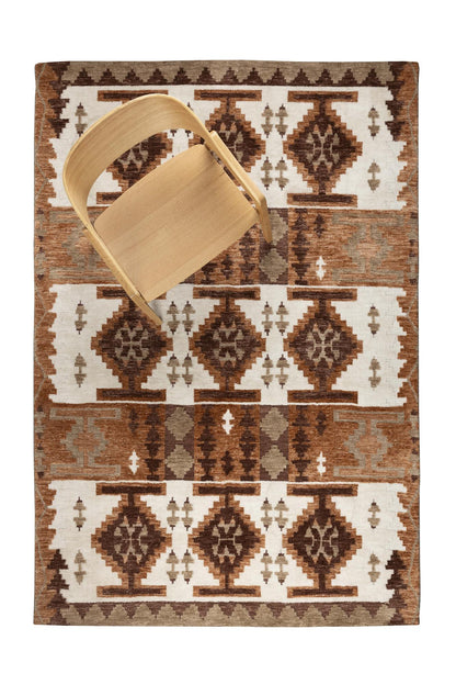 Maron Chalet Rug - 2 Sizes Available - Warm Ivory, Terracotta Brown