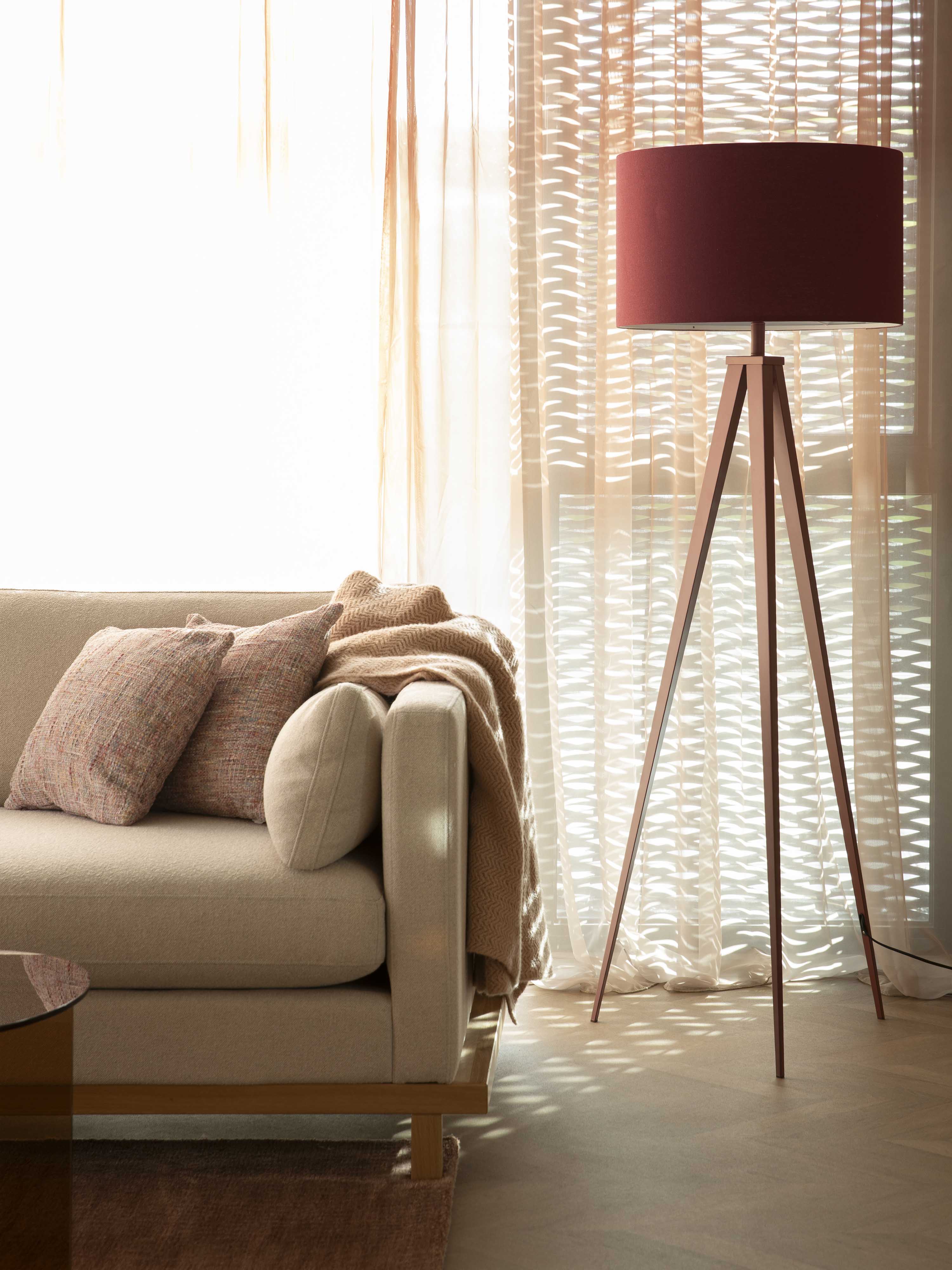 Tripod Floor Lamp Burgundy Red