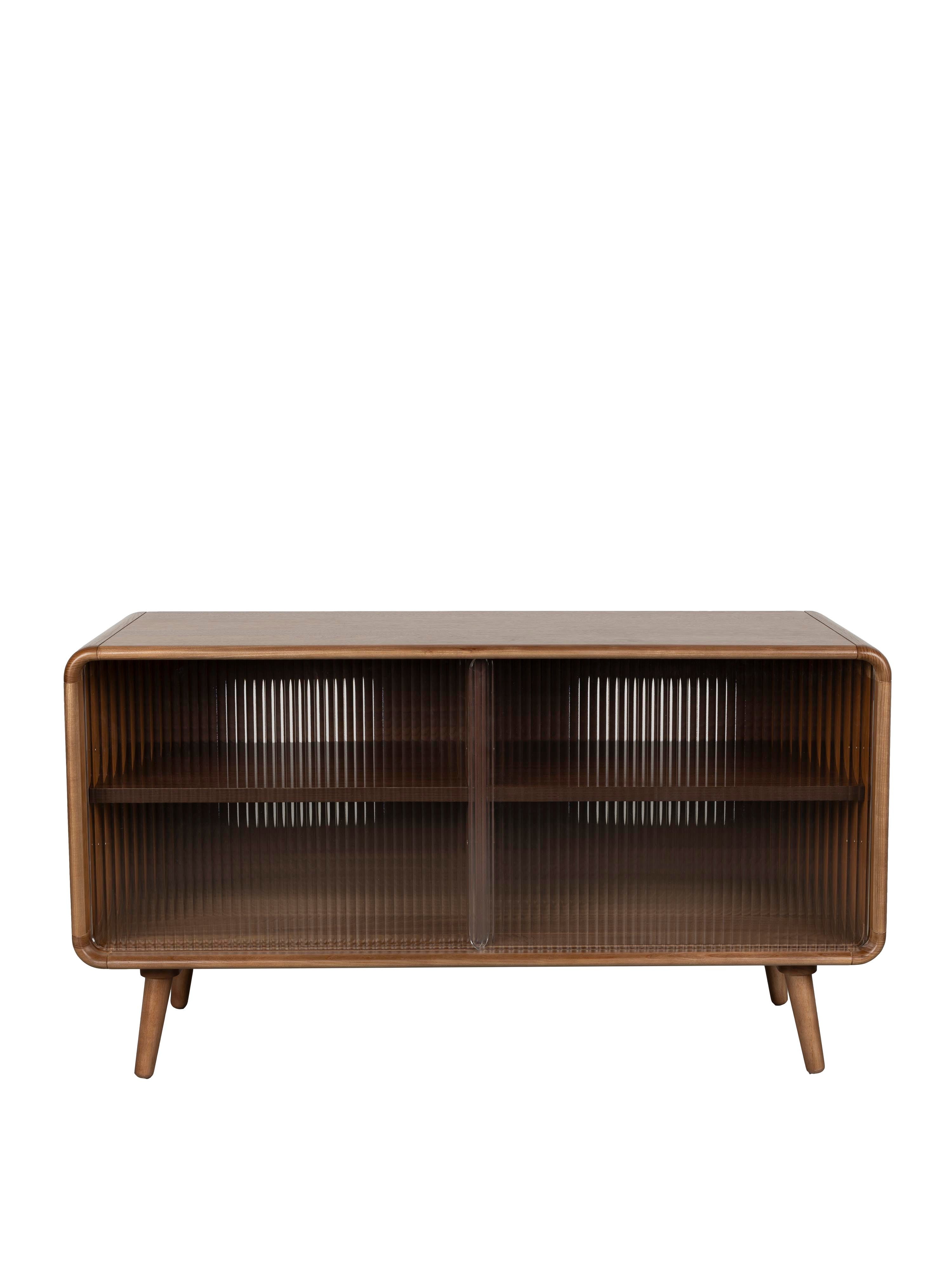 Rise Wood &amp; Ribbed Glass Sideboard - Walnut - Medium