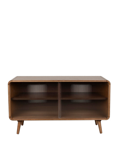 Rise Wood &amp; Ribbed Glass Sideboard - Walnut - Medium