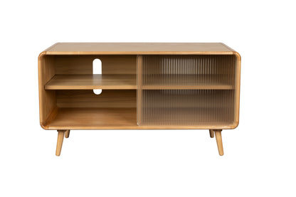 Rise Wood &amp; Ribbed Glass Sideboard - Natural - Medium
