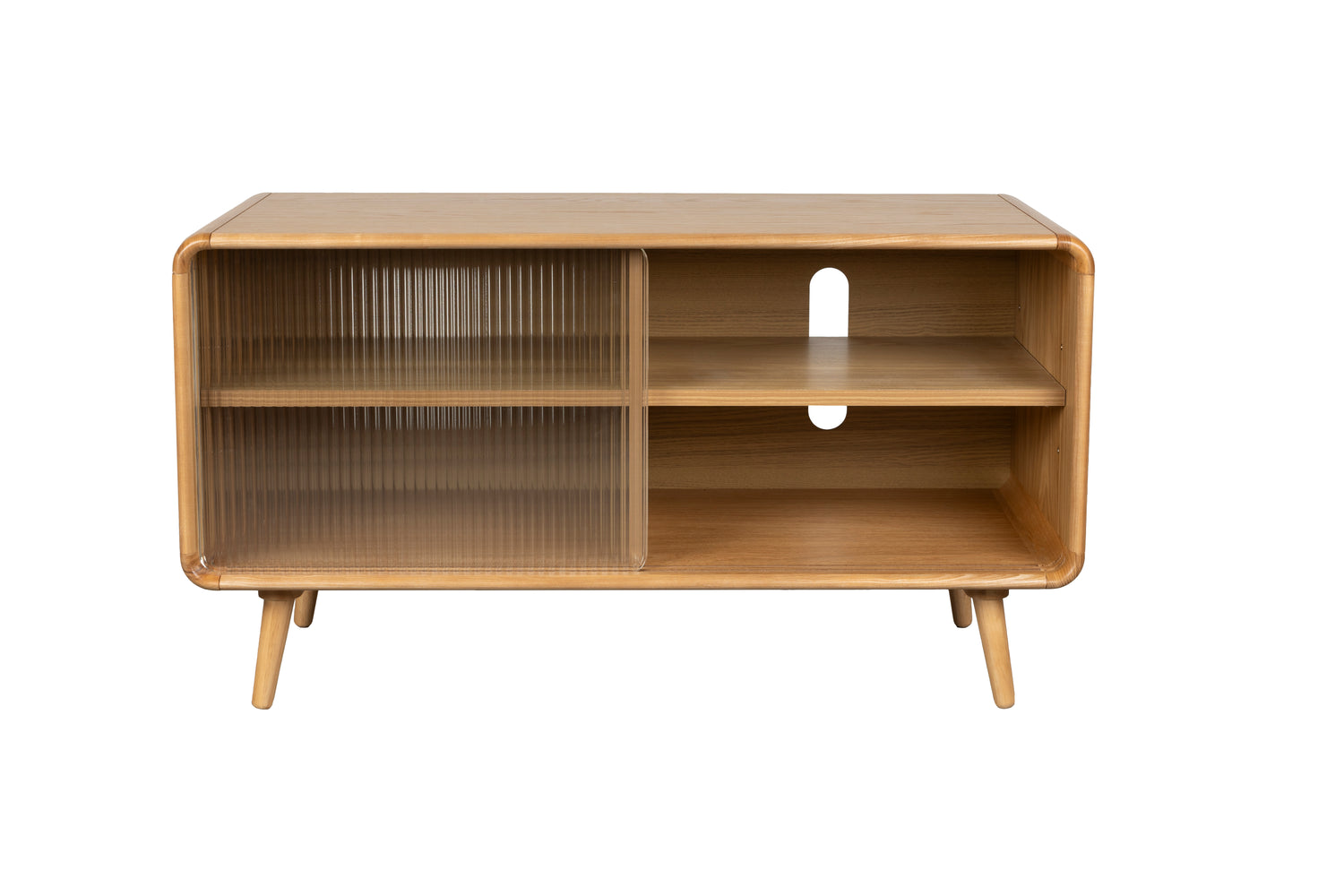 Rise Wood &amp; Ribbed Glass Sideboard - Natural - Medium