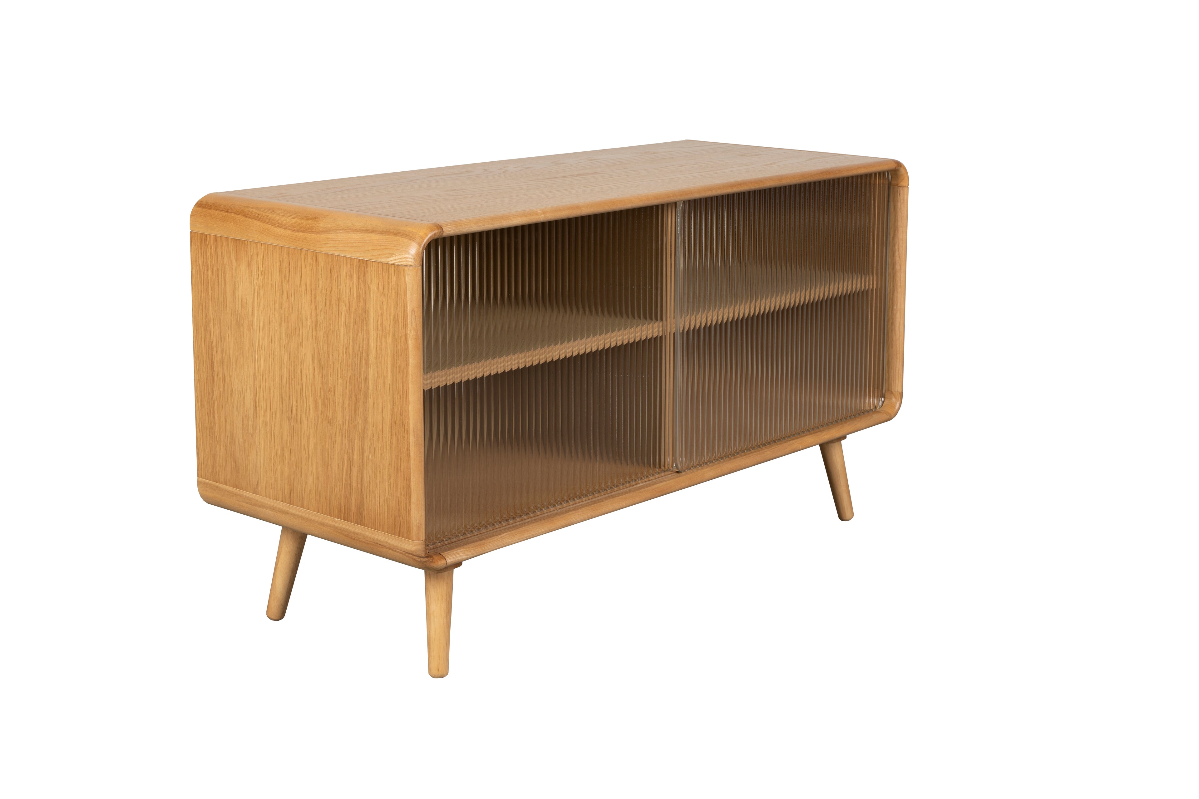 Rise Wood &amp; Ribbed Glass Sideboard - Natural - Medium
