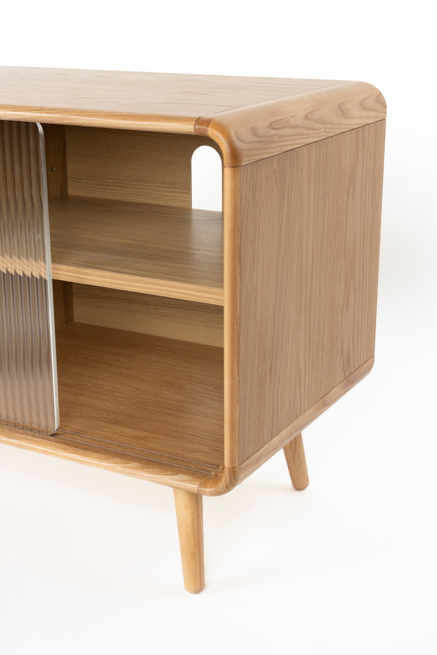 Rise Wood &amp; Ribbed Glass Sideboard - Natural - Medium