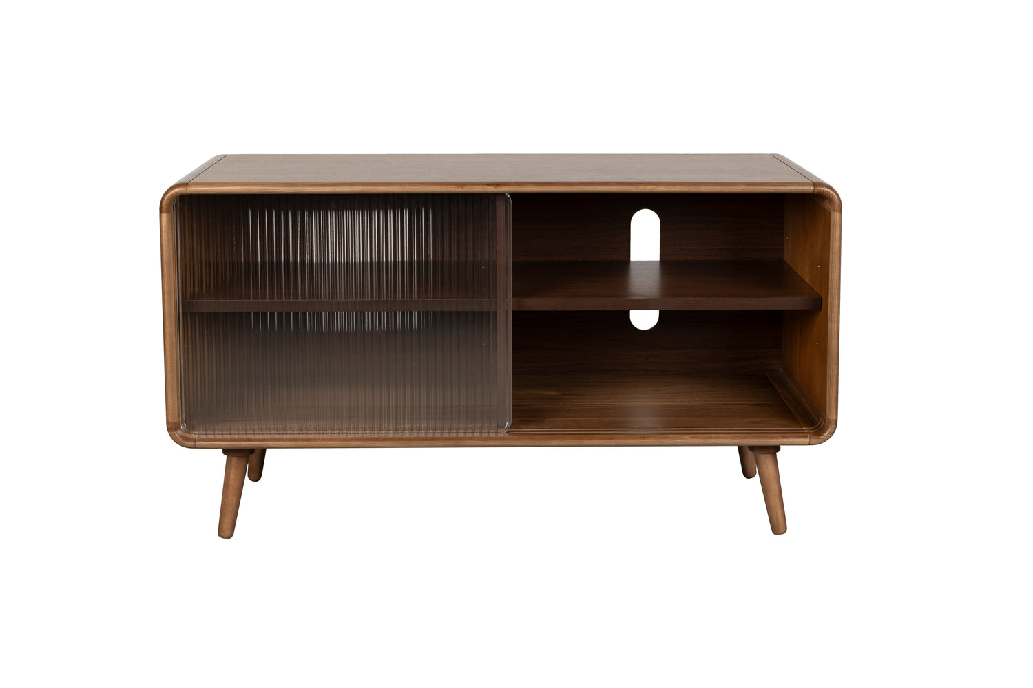 Rise Wood &amp; Ribbed Glass Sideboard - Walnut - Medium