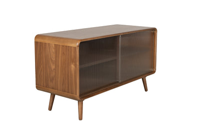Rise Wood &amp; Ribbed Glass Sideboard - Walnut - Medium