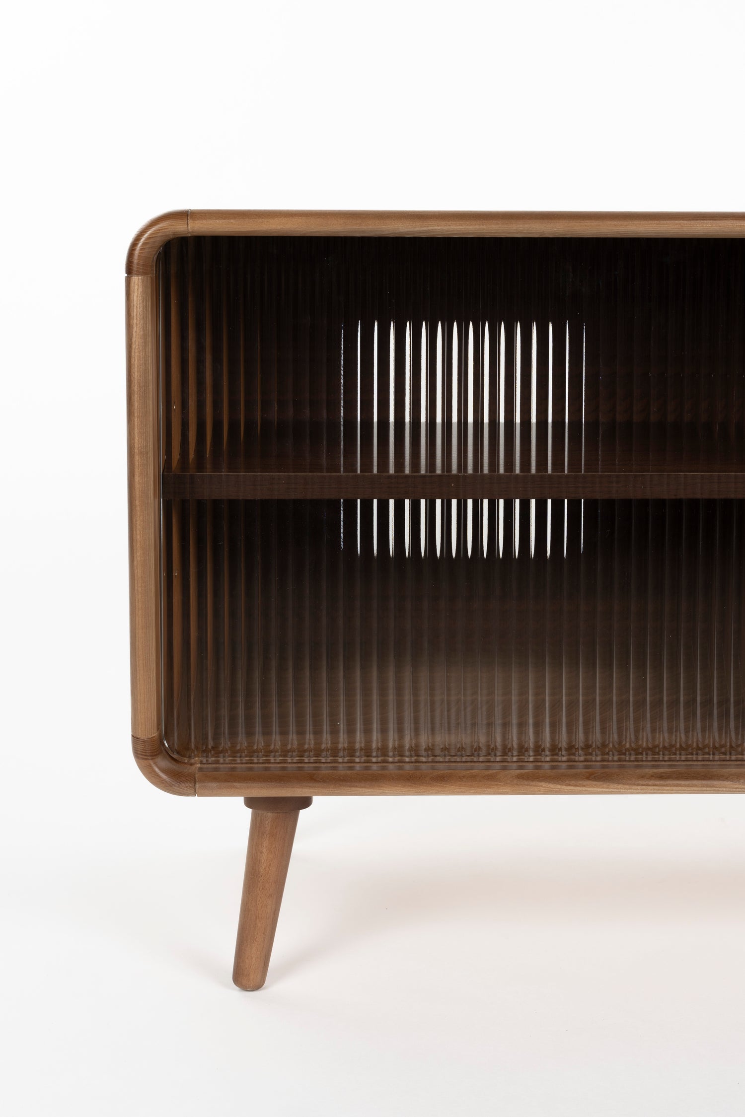 Rise Wood &amp; Ribbed Glass Sideboard - Walnut - Medium