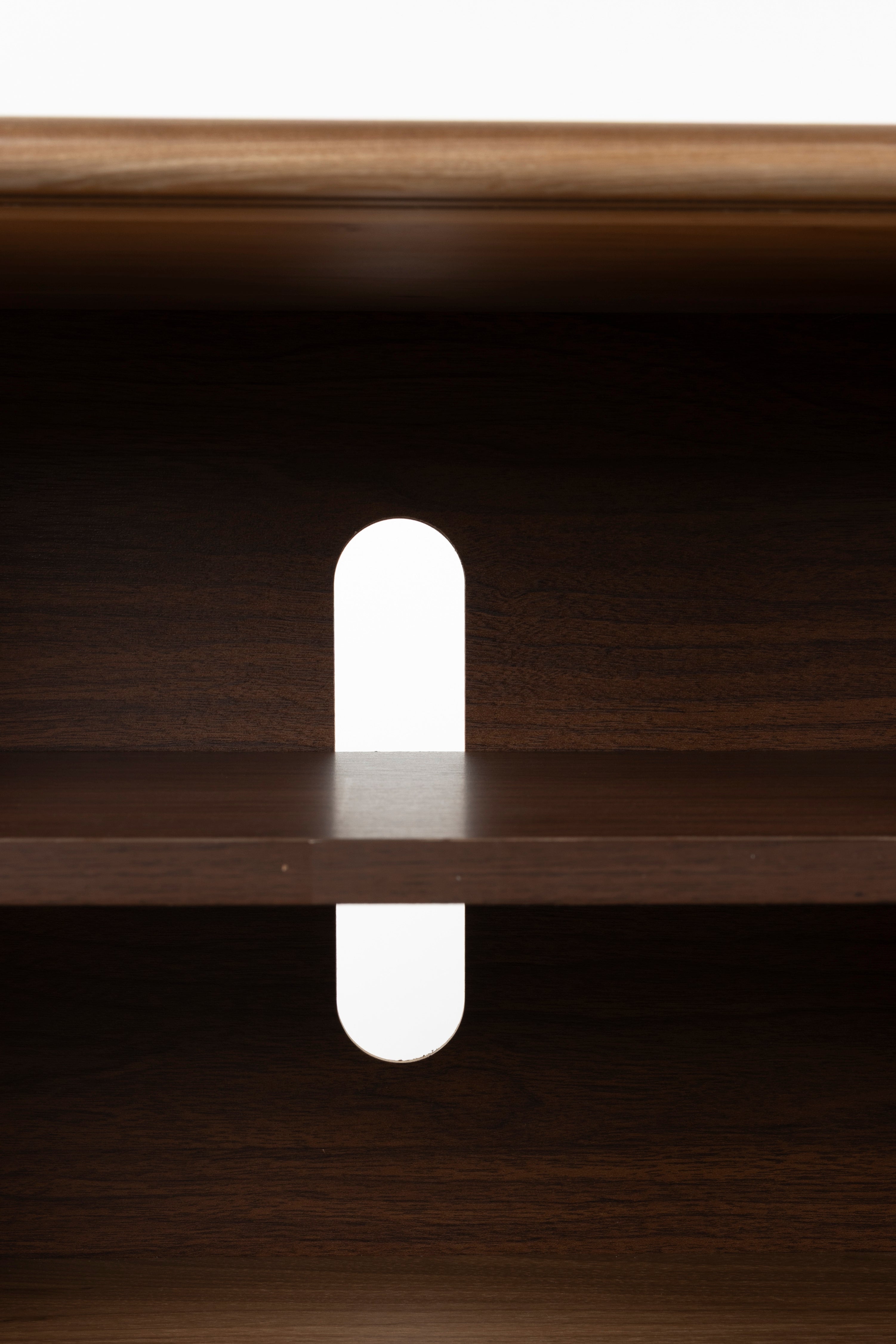 Rise Wood &amp; Ribbed Glass Sideboard - Walnut - Medium