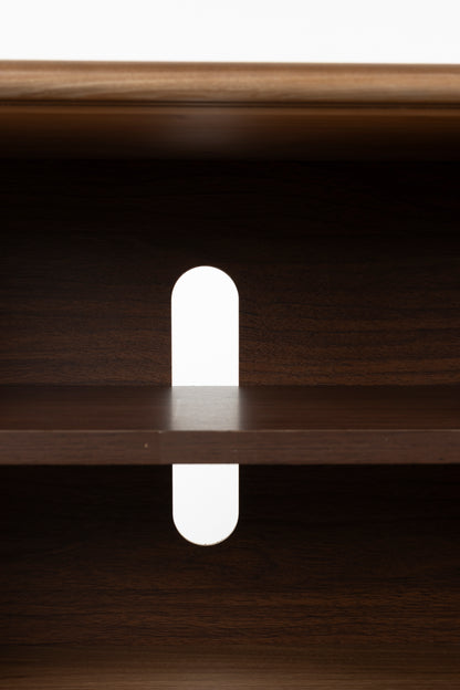 Rise Wood &amp; Ribbed Glass Sideboard - Walnut - Medium