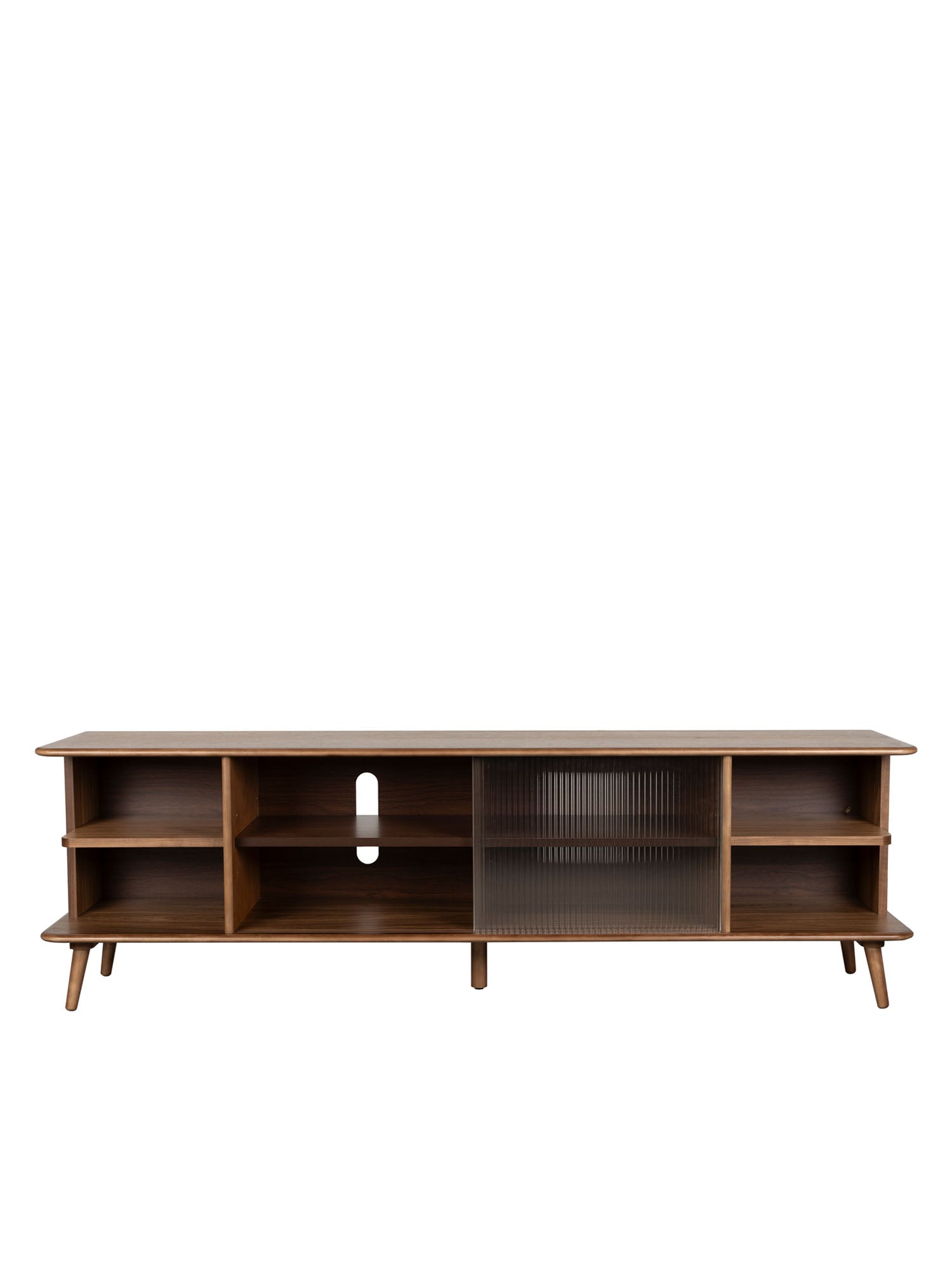 Rise Wood &amp; Ribbed Glass Sideboard - Walnut - Large