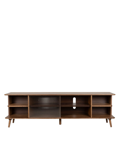 Rise Wood &amp; Ribbed Glass Sideboard - Walnut - Large