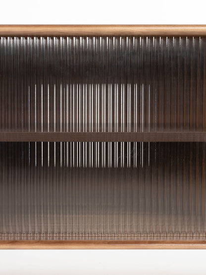 Rise Wood &amp; Ribbed Glass Sideboard - Walnut - Large