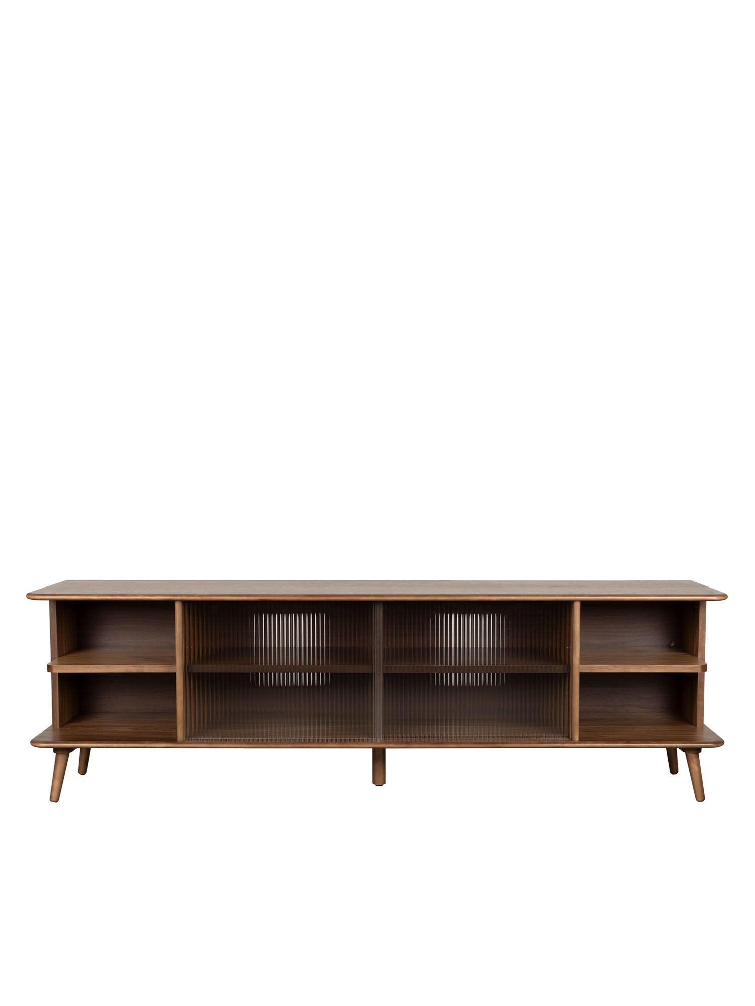 Rise Wood &amp; Ribbed Glass Sideboard - Walnut - Large