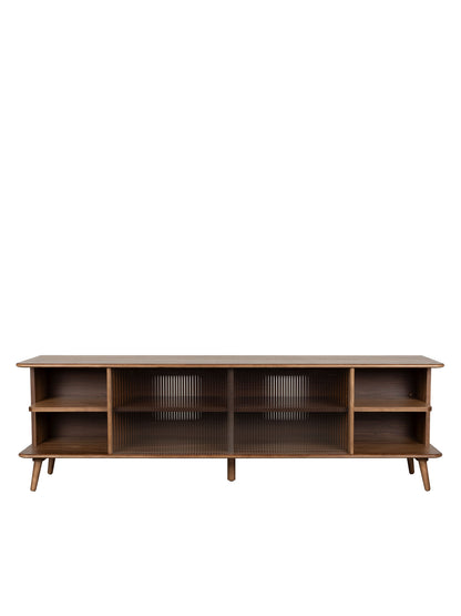Rise Wood &amp; Ribbed Glass Sideboard - Walnut - Large