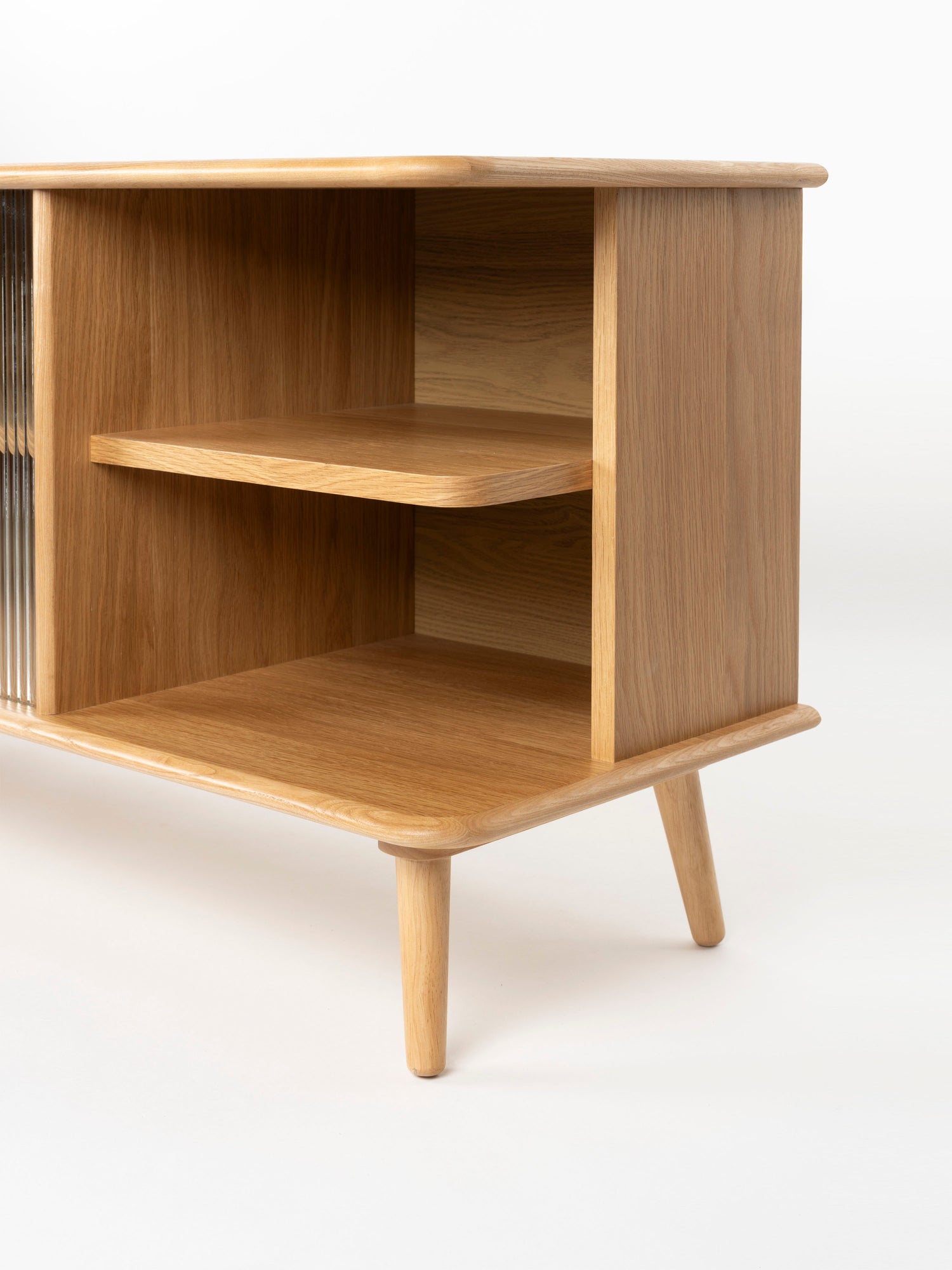 Rise Wood &amp; Ribbed Glass Sideboard - Natural - Large