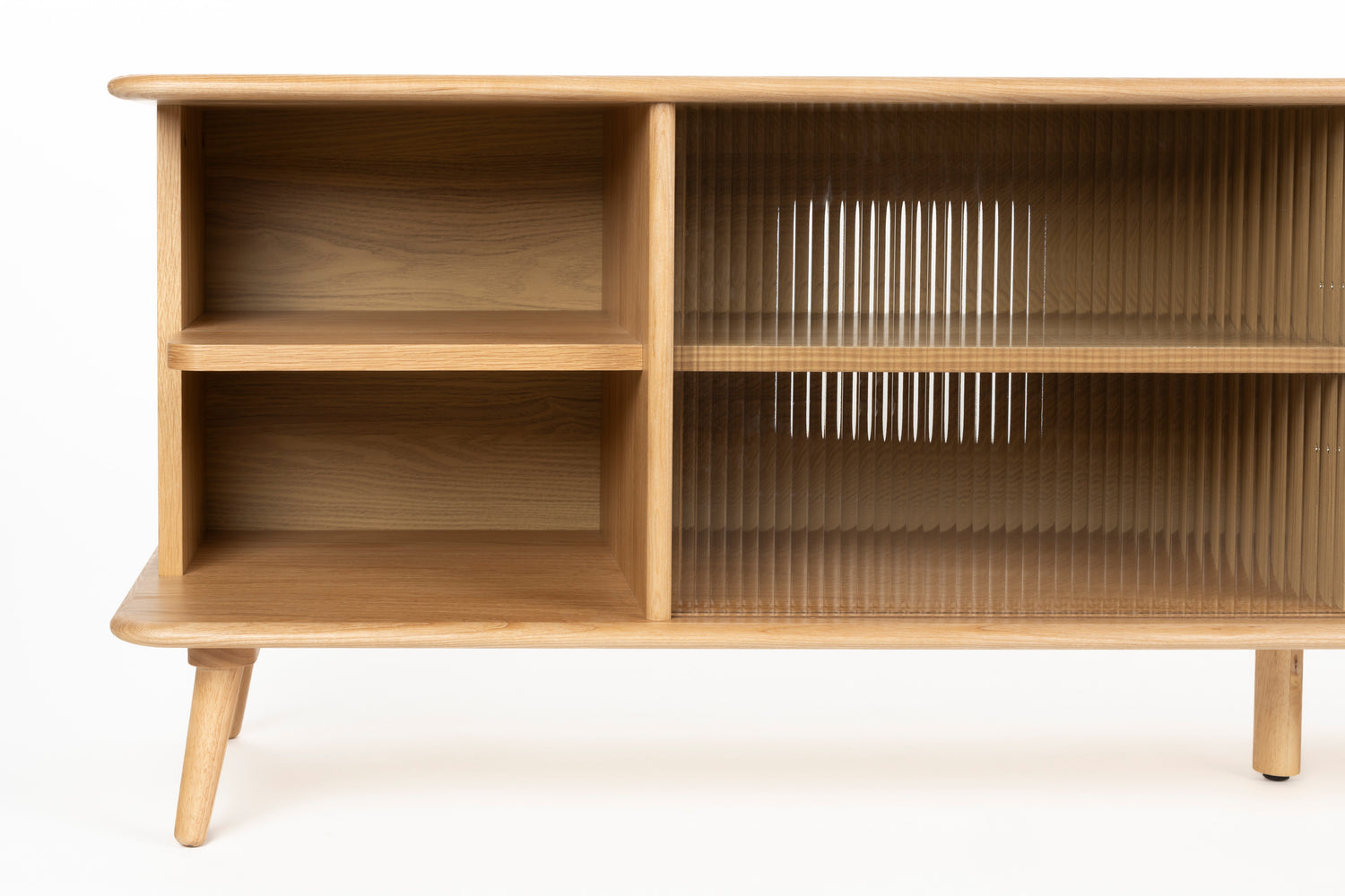 Rise Wood &amp; Ribbed Glass Sideboard - Natural - Large