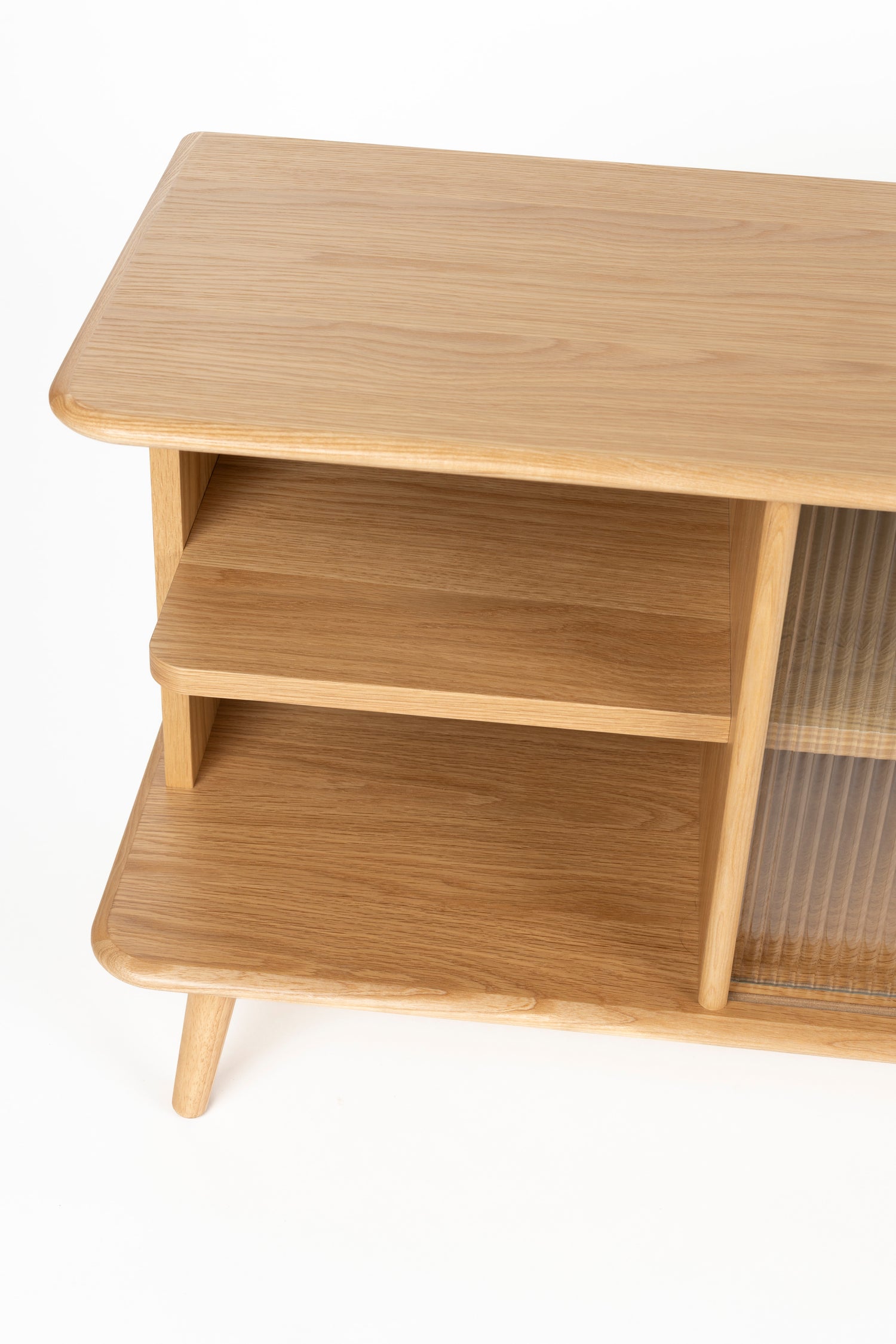 Rise Wood &amp; Ribbed Glass Sideboard - Natural - Large
