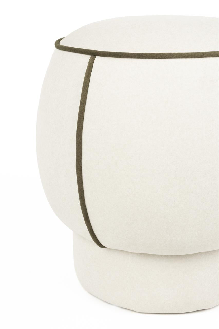 Marina White Contrast Round Stool